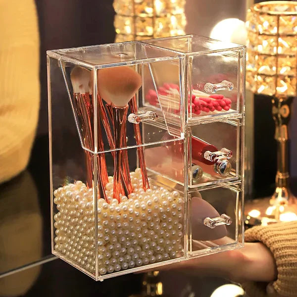 Acrylic Makeup Brush Organizer With Drawer