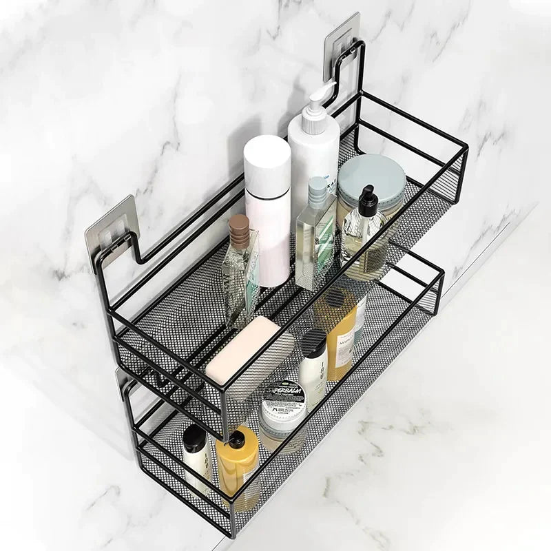 Wall shelf with hooks / Meshed wall shelf