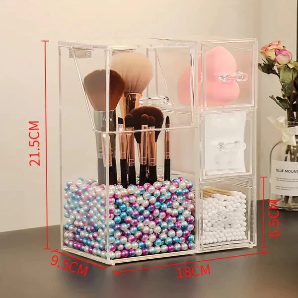Acrylic Makeup Brush Organizer With Drawer