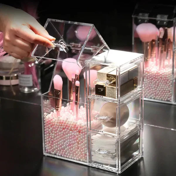 Acrylic Makeup Brush Organizer With Drawer