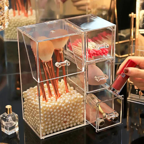 Acrylic Makeup Brush Organizer With Drawer