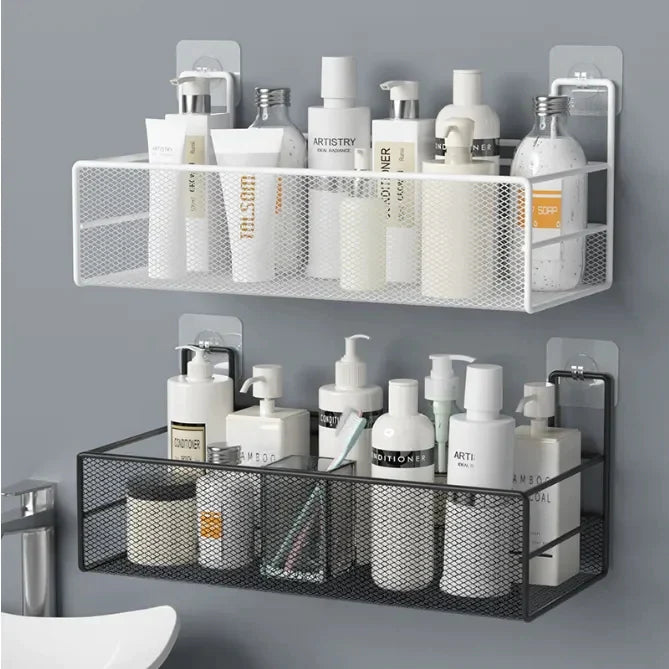Wall shelf with hooks / Meshed wall shelf