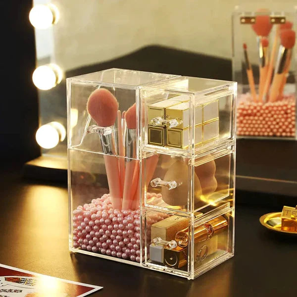Acrylic Makeup Brush Organizer With Drawer