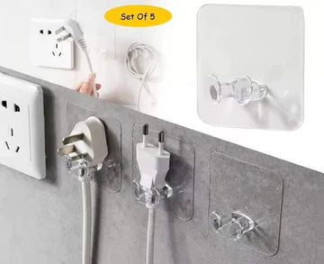 Adhesive Wall Hanger Storage Transparent Hooks Pack Of 5