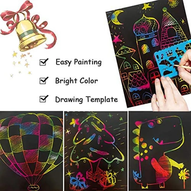 Rainbow Scratch Drawing Book (Pack of 3)