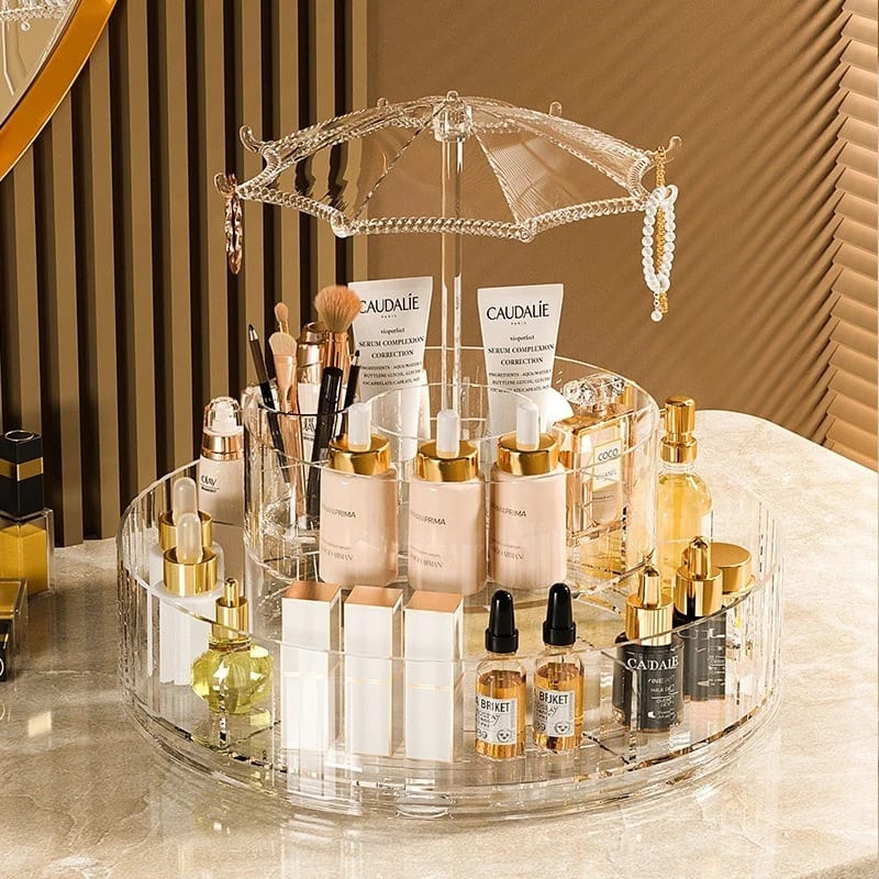 Rotatable Umbrella Cosmetic Organizer