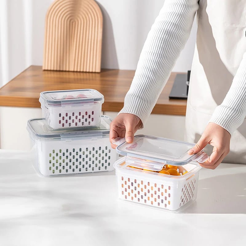 3pcs Storage Box With Drain