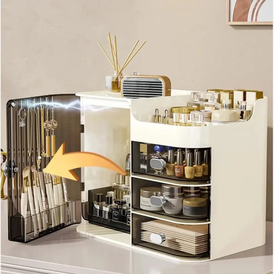 Multi-Compartment Cosmetic Organizer With Drawers