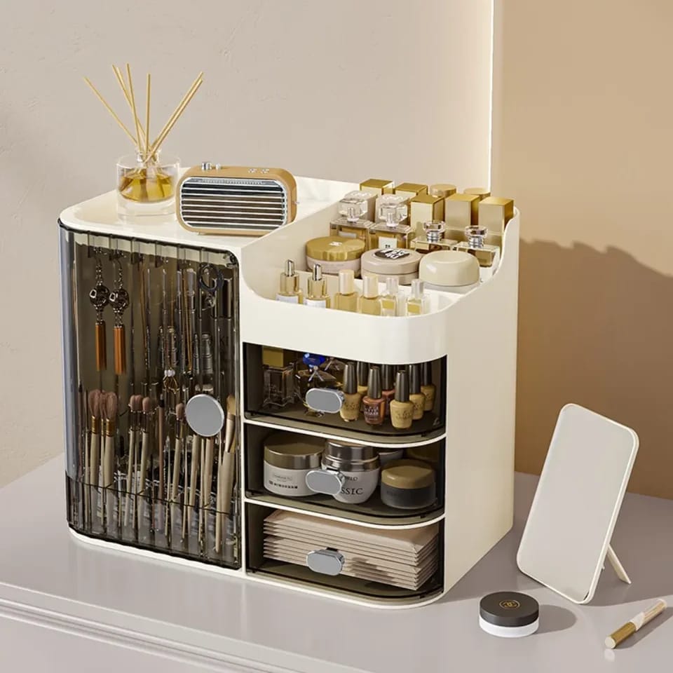Multi-Compartment Cosmetic Organizer With Drawers