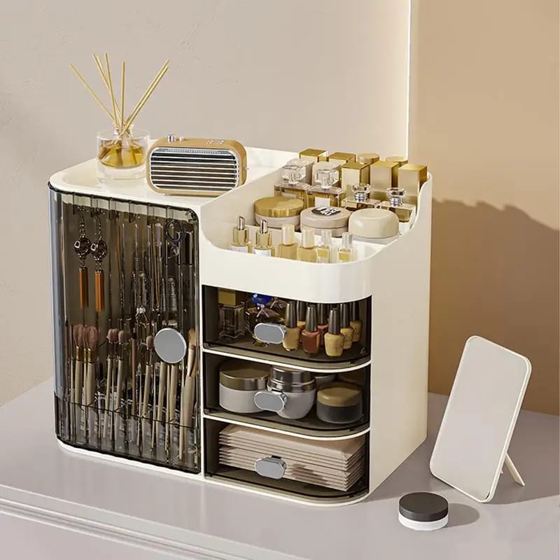 Multi-Compartment Cosmetic Organizer With Drawers