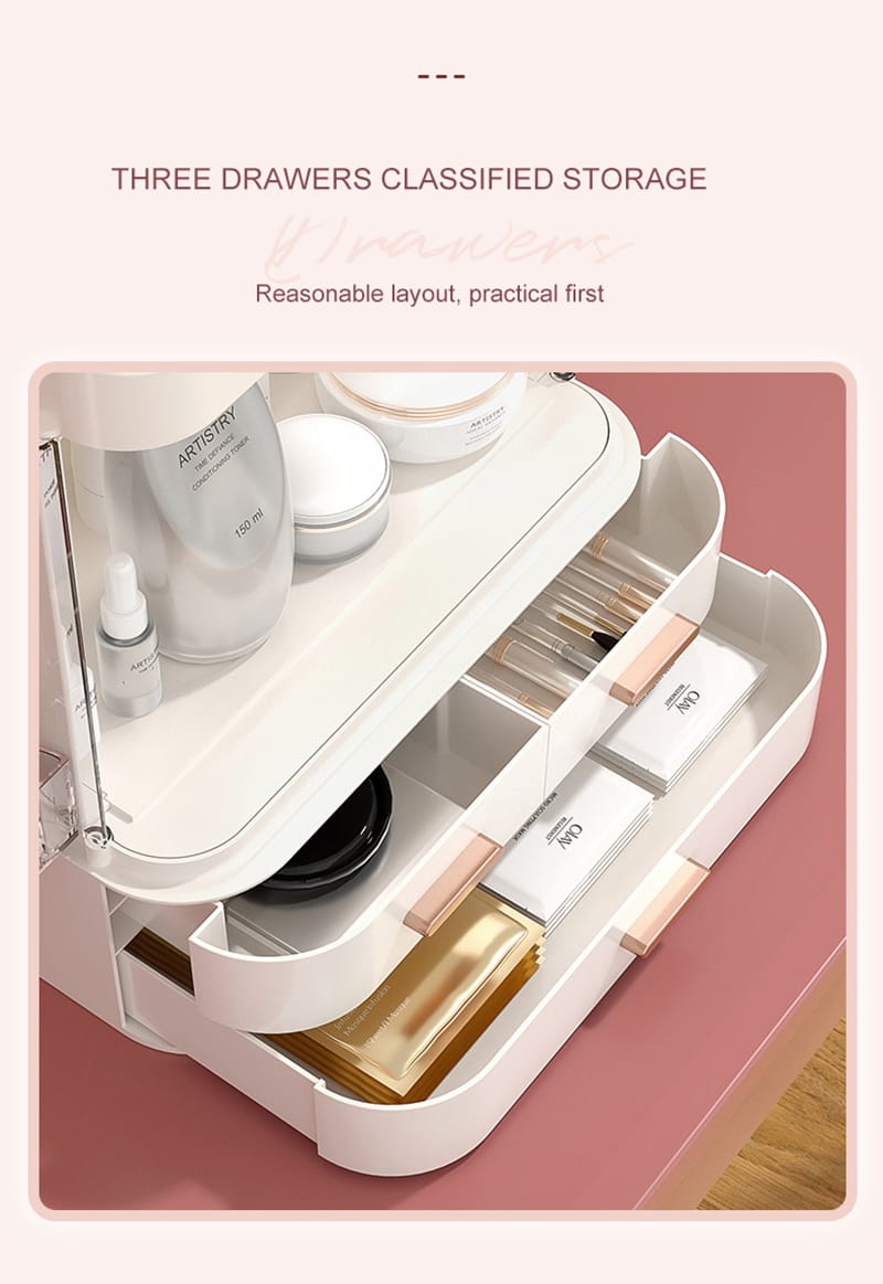 Classy Cosmetic Organizer With Mirror (Without LED)