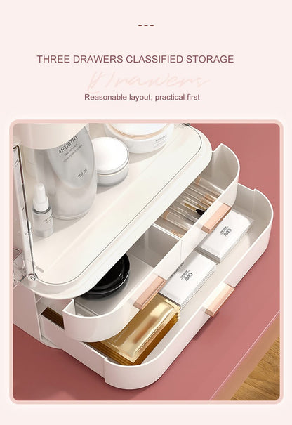 Classy Cosmetic Organizer With Mirror (Without LED)