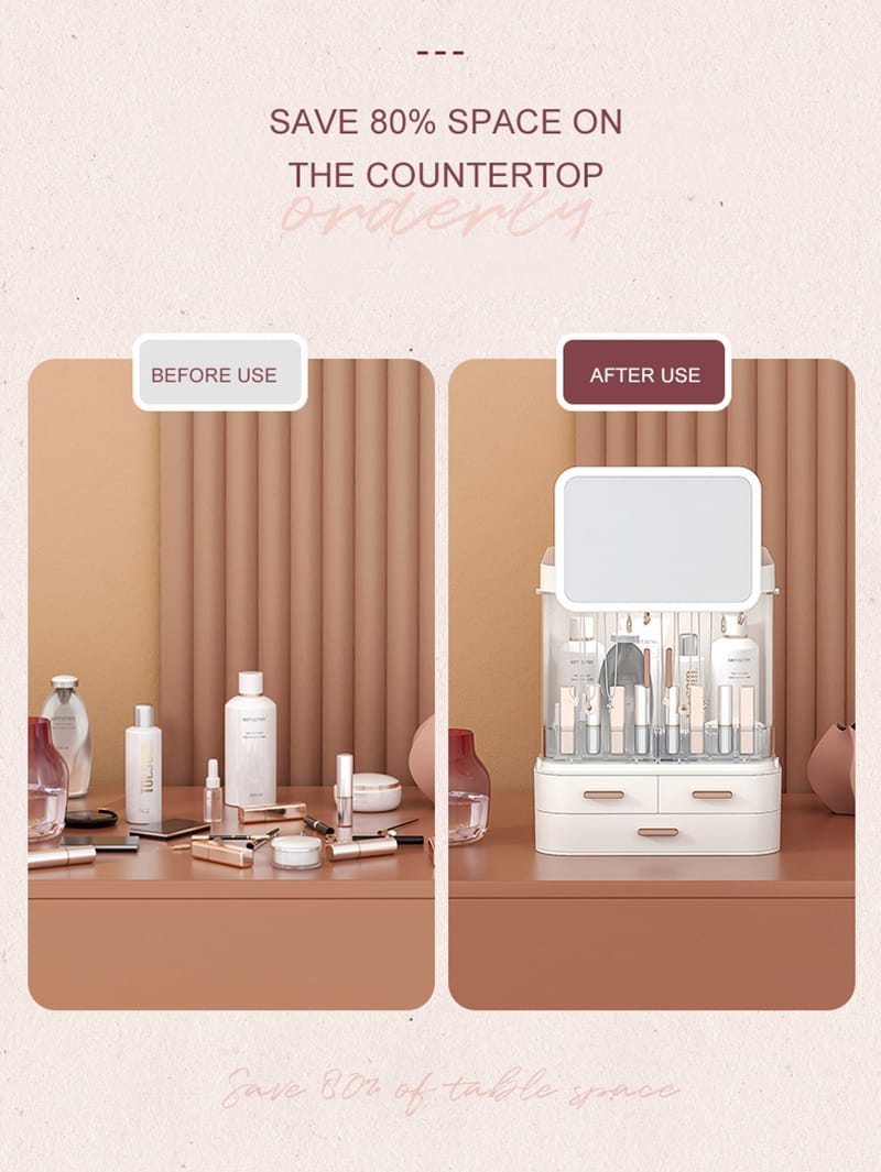 Classy Cosmetic Organizer With Mirror (Without LED)