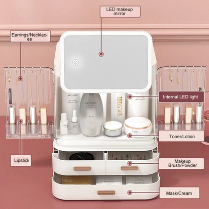 Classy Cosmetic Organizer With Mirror (Without LED)