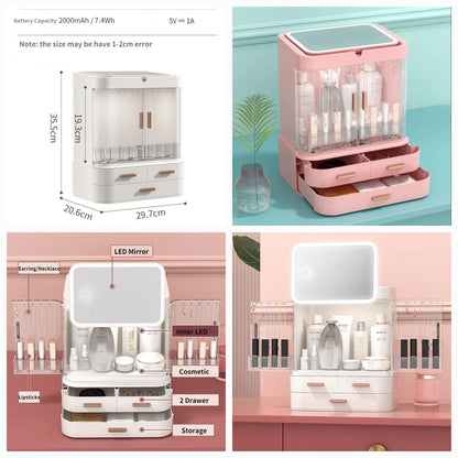 Classy Cosmetic Organizer With Mirror (Without LED)