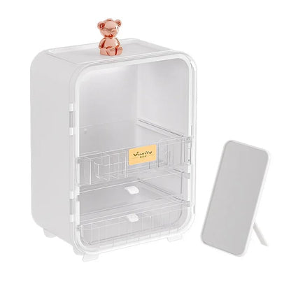 Clear View Cosmetic Organizer With Mirror & LED