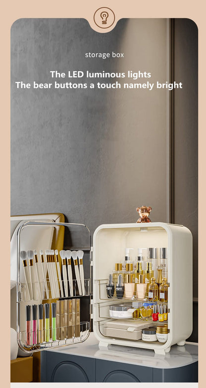 Clear View Cosmetic Organizer With Mirror & LED