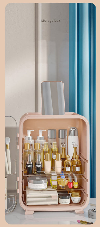 Clear View Cosmetic Organizer With Mirror & LED