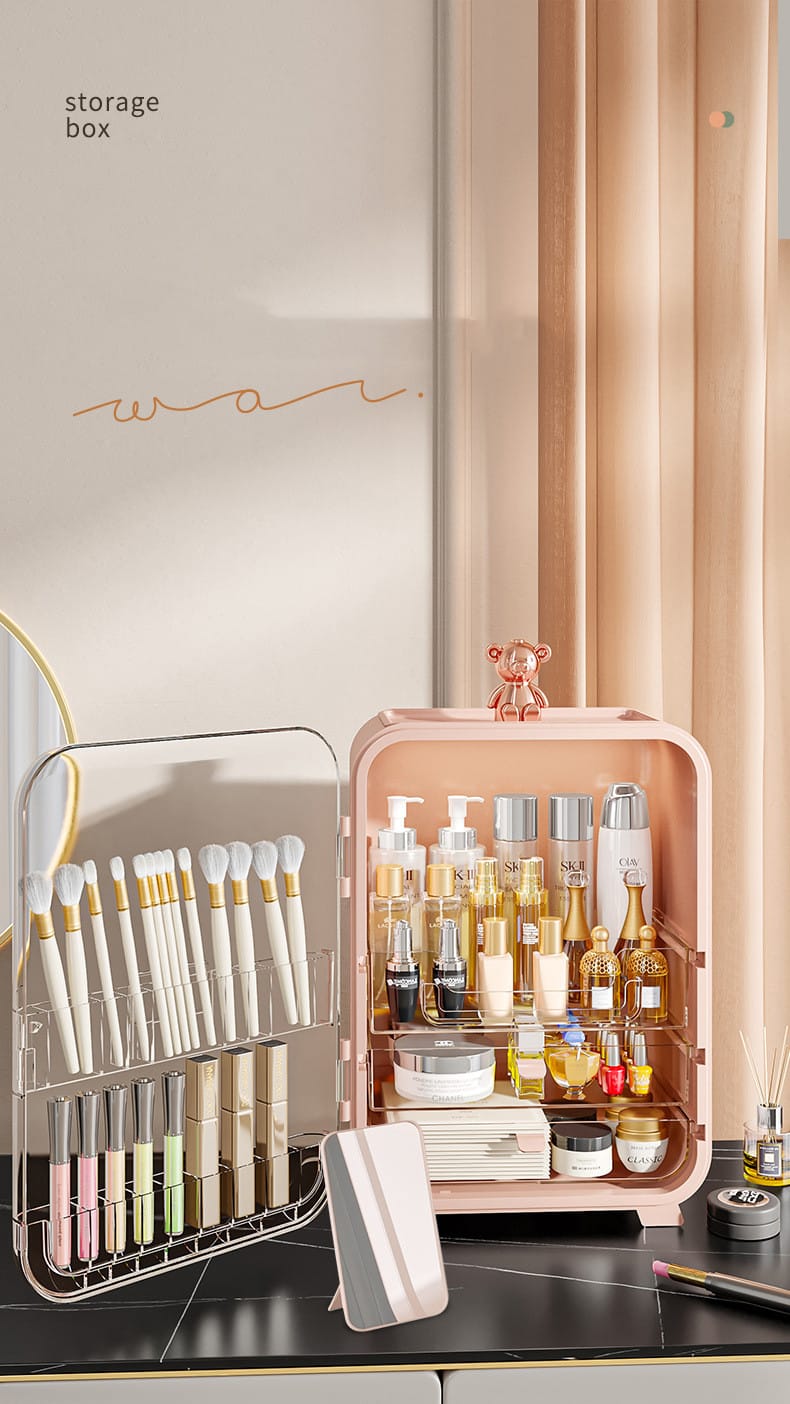 Clear View Cosmetic Organizer With Mirror & LED