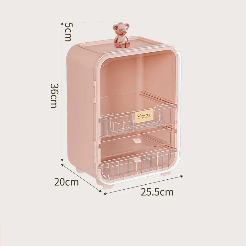 Clear View Cosmetic Organizer With Mirror & LED