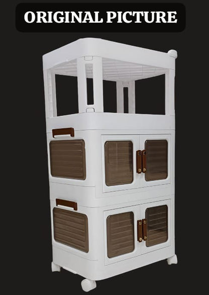 Rolling storage cart with wheel