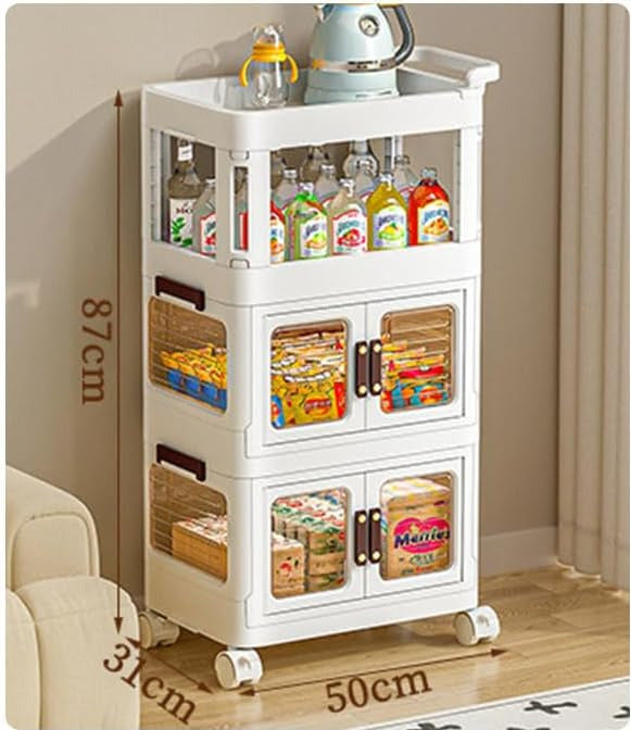 Rolling storage cart with wheel