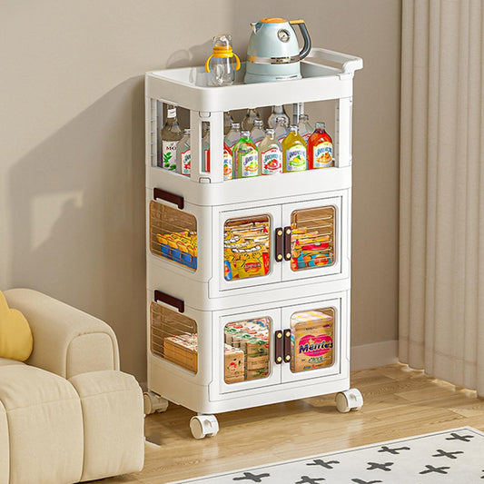 Rolling storage cart with wheel