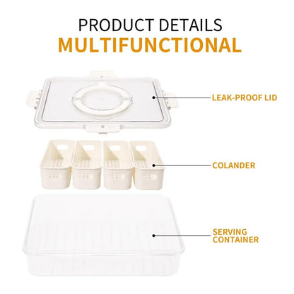 Compartment Snack Box With Lid & Handle