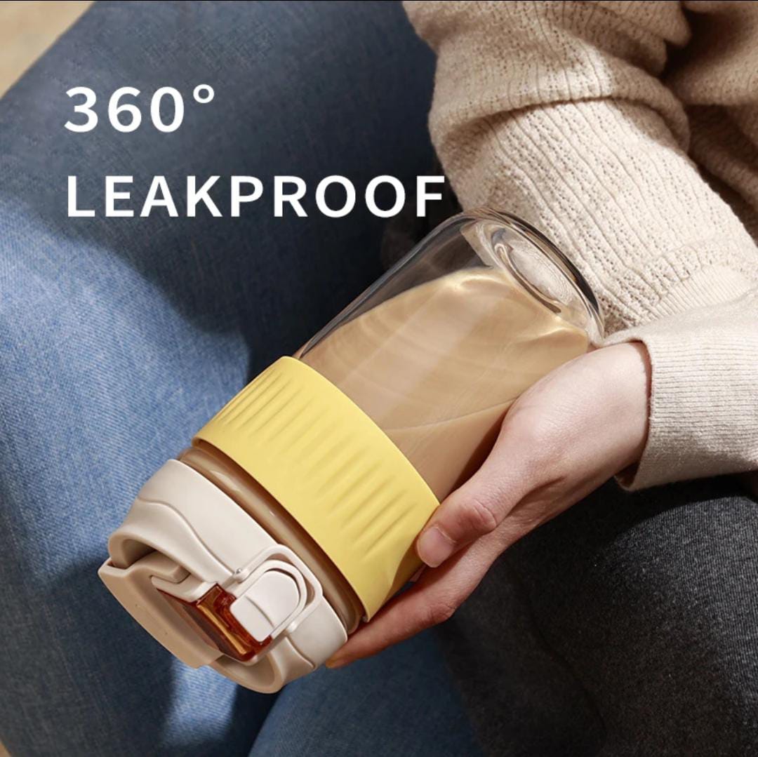 Smart Grip Glass With Lid & Straw