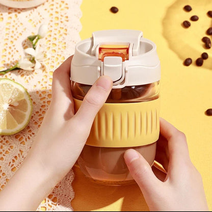 Smart Grip Glass With Lid & Straw