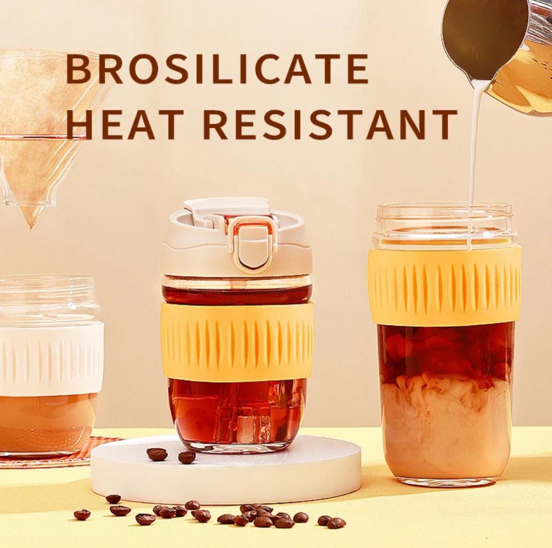 Smart Grip Glass With Lid & Straw