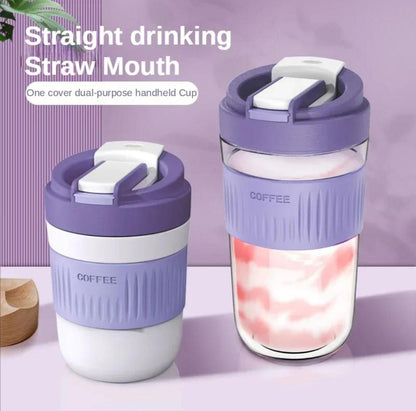 Smart Grip Glass With Lid & Straw