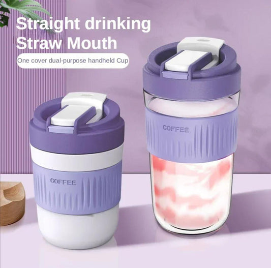 Smart Grip Glass With Lid & Straw