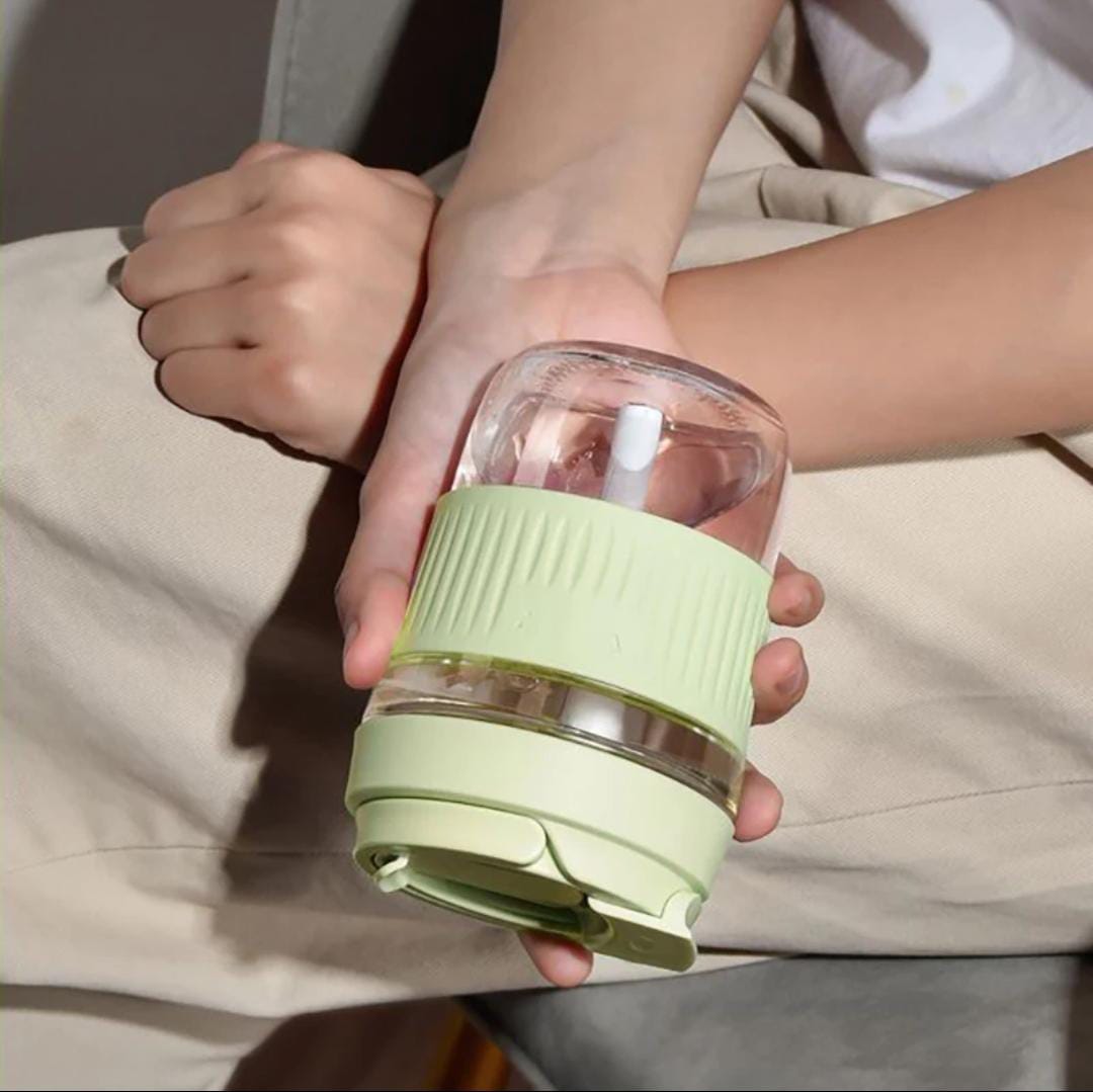 Smart Grip Glass With Lid & Straw