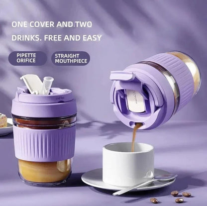 Smart Grip Glass With Lid & Straw